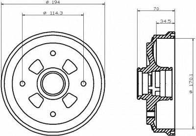 HELLA PAGID 8dt355302001 -  Тормозной барабан